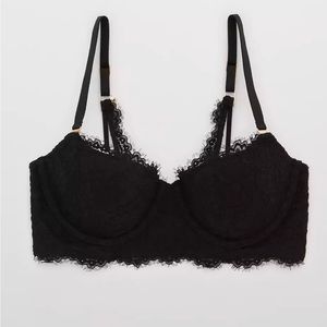 Aerie Real Power Balconette Lightly Lined Eyelash Lace Bra